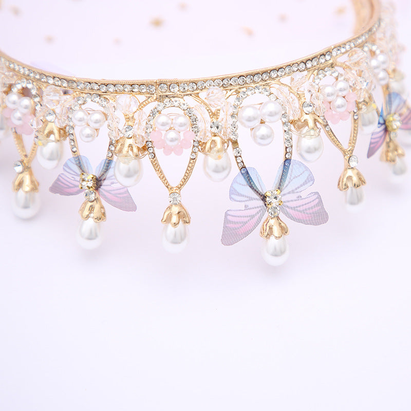 Crown Butterfly Princess Crown Hair Accessories Headband Children's Headdress With Diamonds