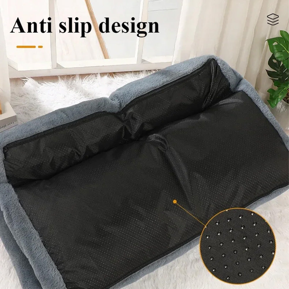 Plush Pet Bed Washable Cats Dogs Sleeping Sofa Thicken Warm Puppy Cat Couch With Anti-Slip Bottom With Detachable Cover Gift For Pet Lovers