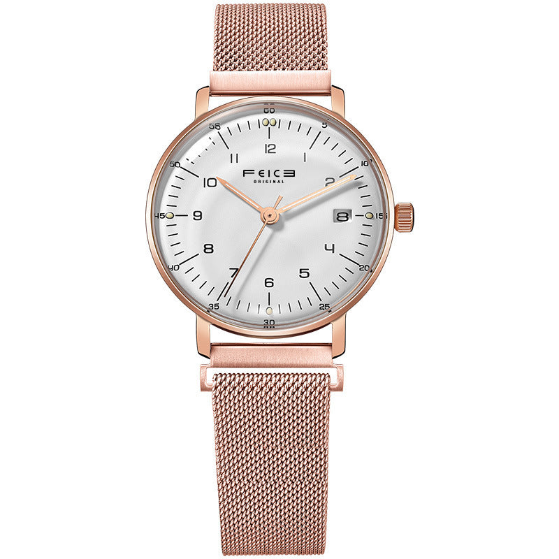 Original Flyke Fashion Simple Waterproof Watch Women's Ultra-thin Japanese Movement Calendar Women's Quartz Watch Foreign Trade Amazon