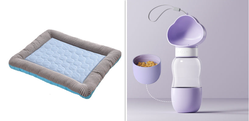 High Quality- Pet Cooling Pad Bed For Dogs Cats Puppy Kitten Cool Mat Pet Blanket Ice Silk Material Soft For Summer Sleeping  Blue Breathable