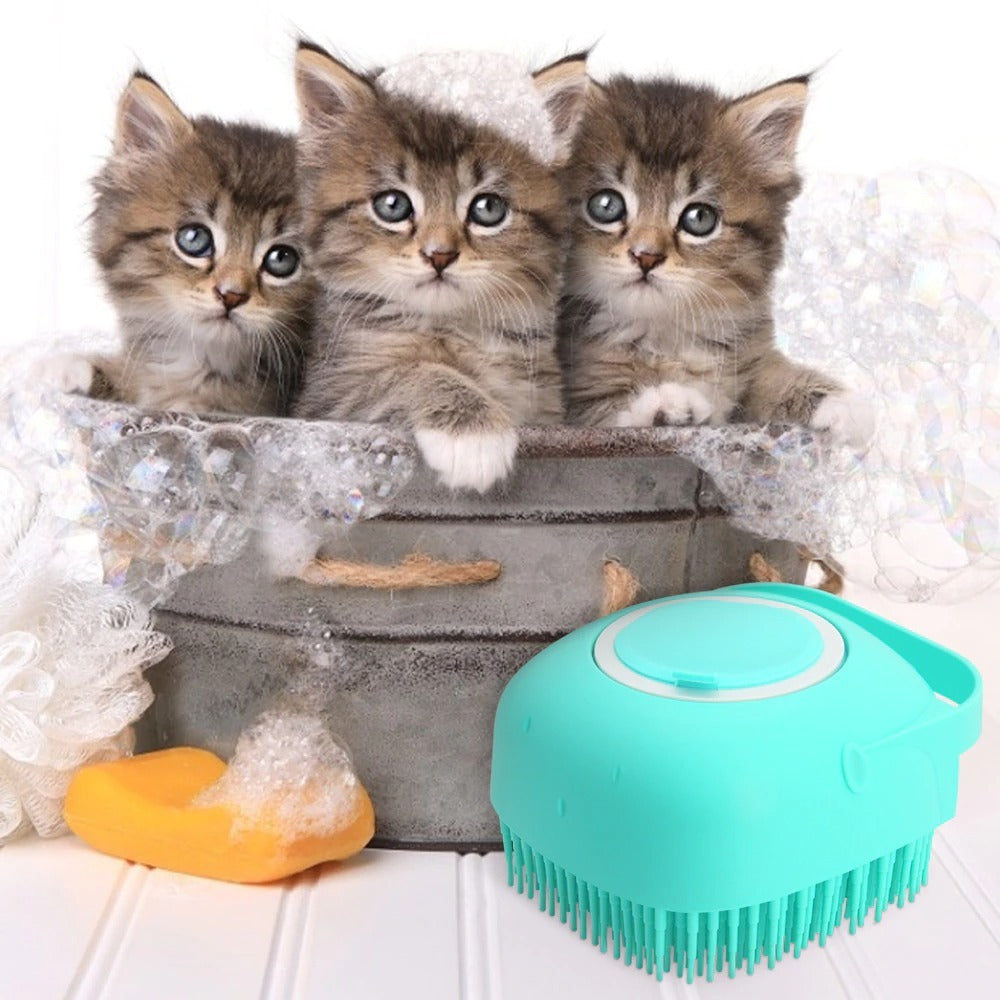 Original Pet Dog Shampoo Massager Brush Cat Massage Comb Grooming Scrubber Shower Brush For Bathing Short Hair Soft Silicone Brushes