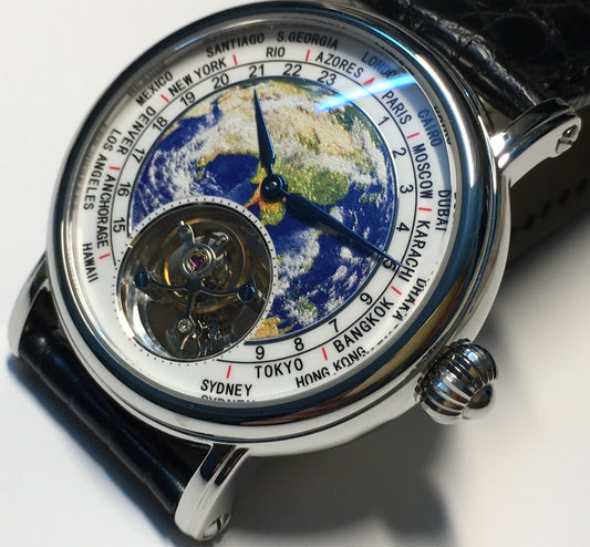 Original 3D Globe Tourbillon Round Watch Fashion