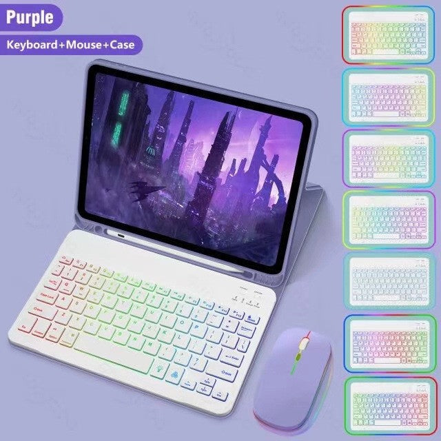 Original Ipad Protective Case Luminous Bluetooth Keyboard Leather Sheath
