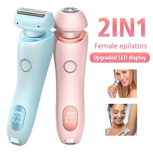 Original 2 In 1 Hair Removal Epilator USB Rechargeable Trimmer Women Body Razor Face Leg Armpit Bikini Hand Pubic Shaver Hair Remover